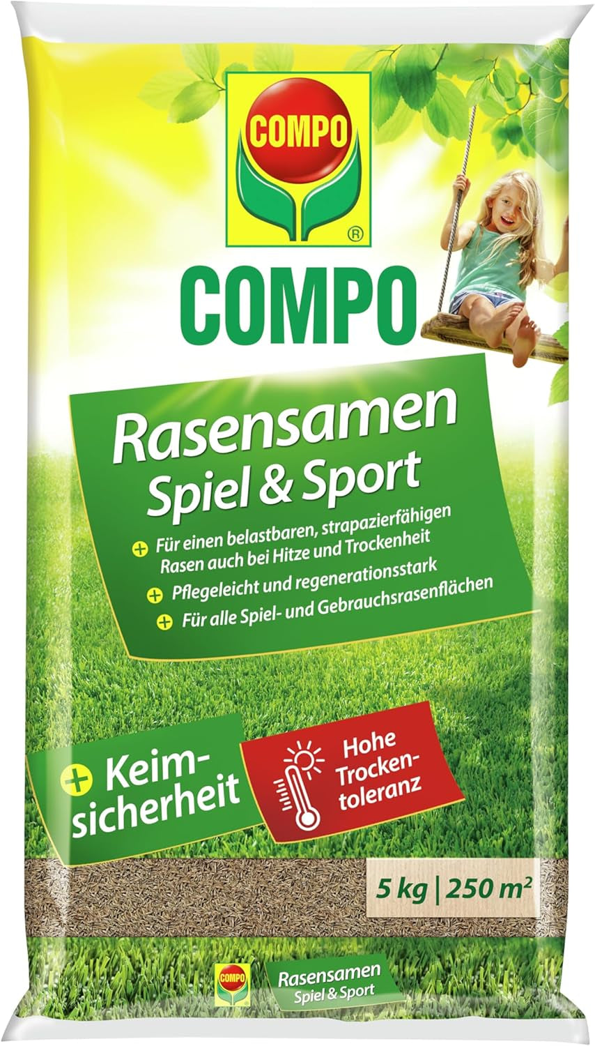 Compo Rasensaat Spiel Und Sport, Universelle Rasenmischung, 4 Kg, 200 M²
