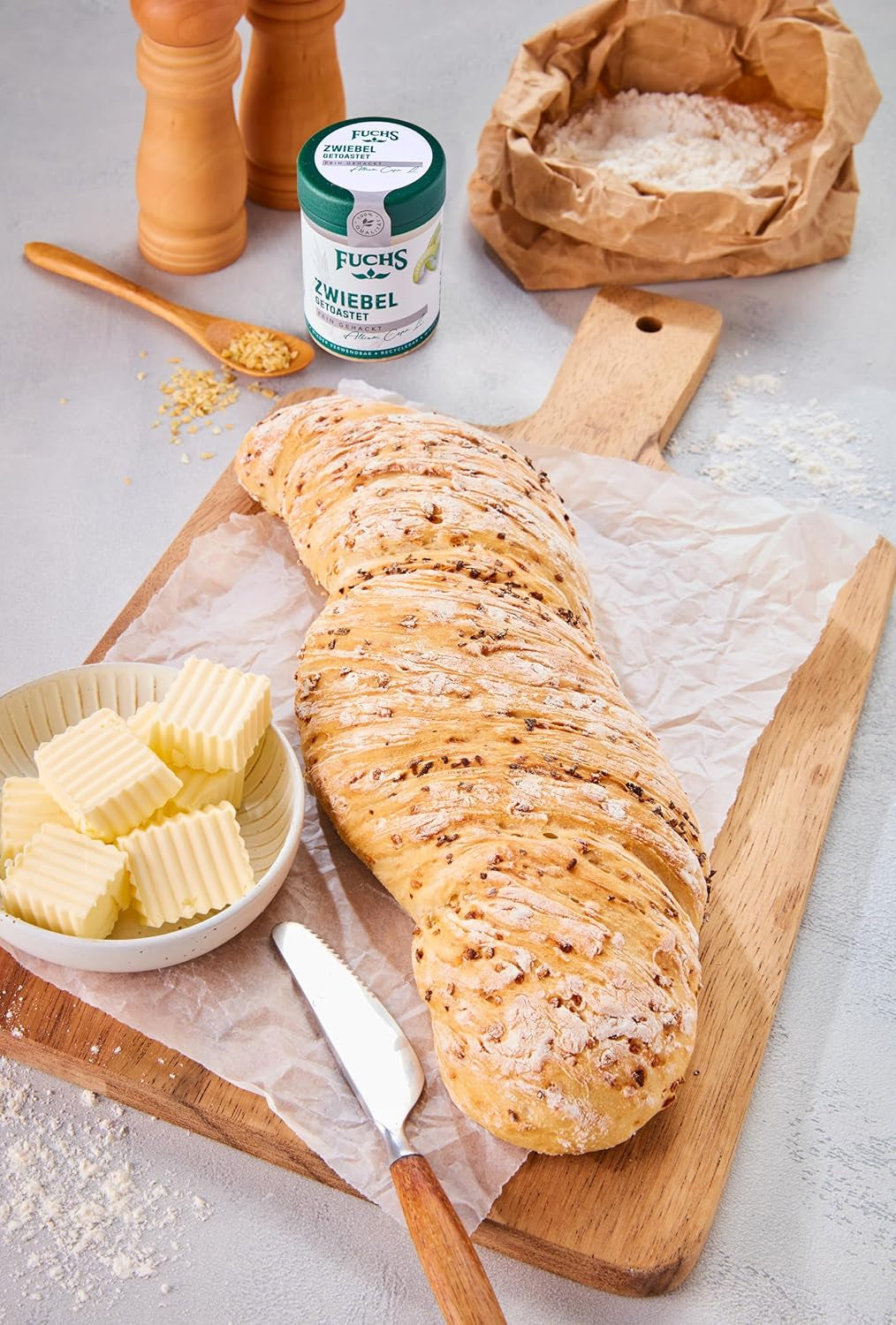 Fuchs Gewürze - Zwiebel getostat - finely chopped Zwiebeln für Dips, Schmorgerichte oder Hamburger - natural Ingredients - 55 g in wiederverwendbarer, recyclebarer Dose