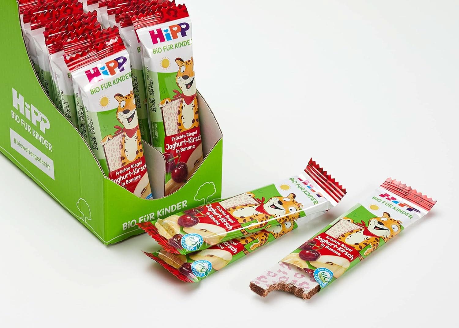 Organic Hipp Fruit-Friend Leopard bar, yogurt-cherries in banana puree, 22 x 23g Mother and Child Naty Shop