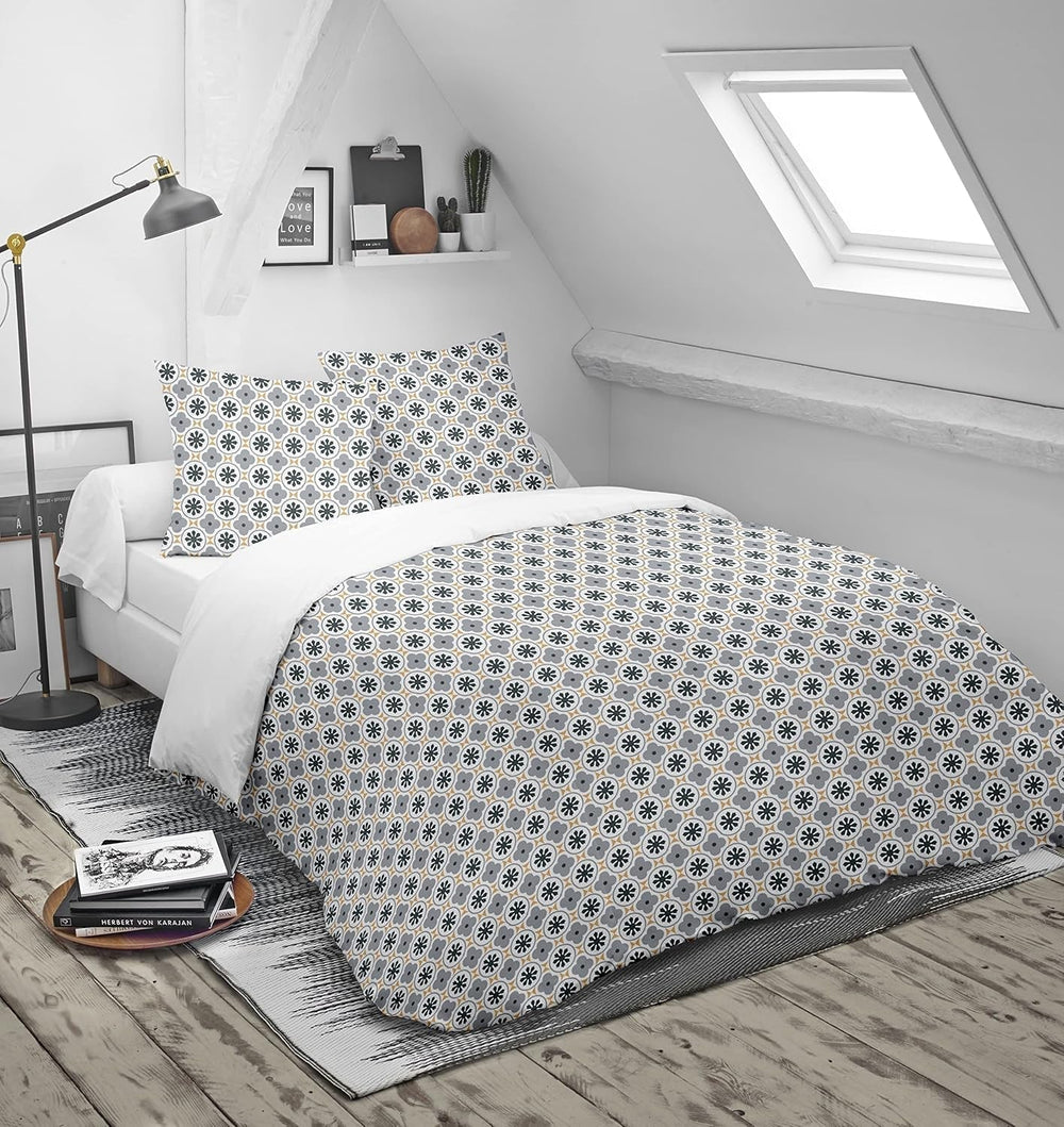 Blanrève Duvet cover Printed or plain, Temperate, For single bed, Eco-friendly, Easy to maintain, 140 X 200 Cm, White, Gray Duvets and quilts Naty Shop White, gray 140 X 200 Cm