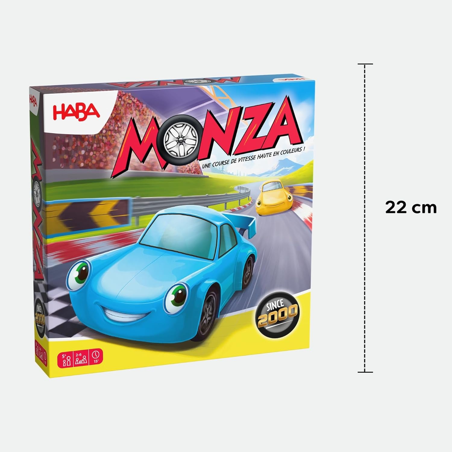 HABA Monza - Fast Board Game and Car Racing Game for Kids 5+ - With 6 Colorful Wooden Cars and Colorful Dice - 2012226001