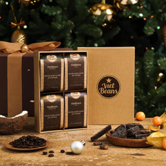 VietBeans Kaffeebohnen Probierset in Geschenkbox - Vier spannende Kaffeesorten für Kaffeeliebhaber - Kaffee Geschenkset Ganze Bohnen - Geschenkidee Kaffee - Probier Set 4 x 80g