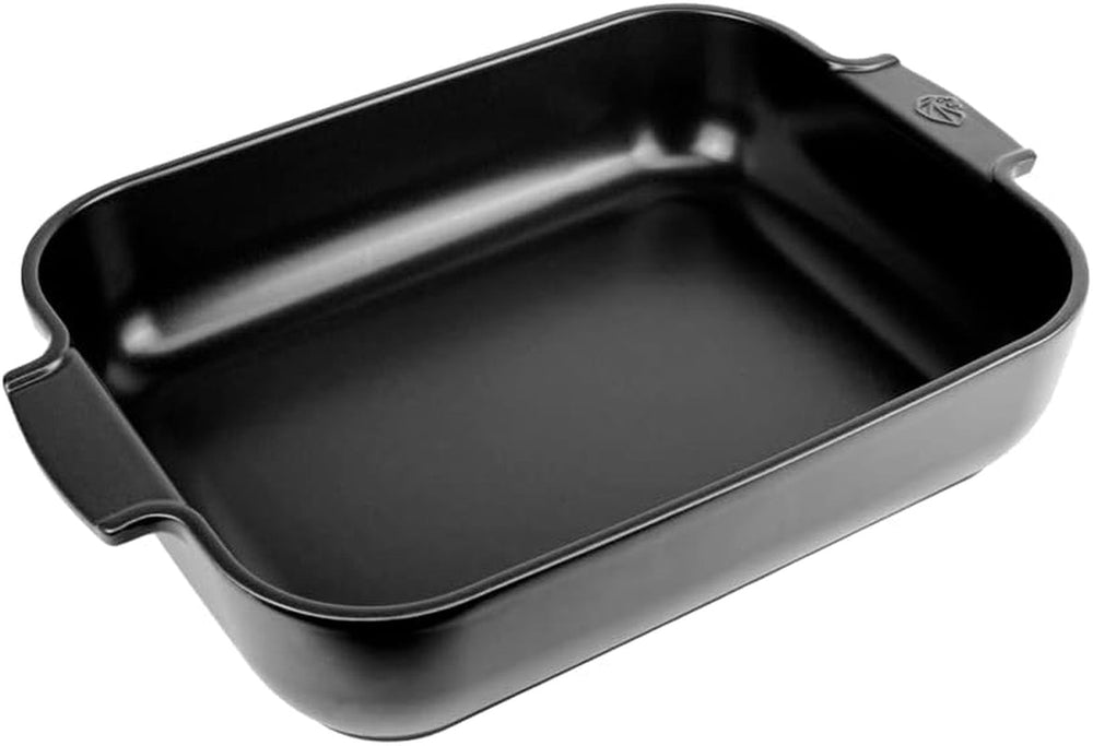 Peugeot Appolia Rechteckige Auflaufform Mit Griffen, Keramik, Schiefer / Grau, 8.3X40.5X27.2 Cm, Fassungsvermögen: Ca. 4 L, 60022 Baking molds and trays Naty Shop Satinschwarz