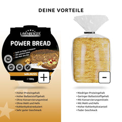 Layenberger Prower Bread Walnut, Eiweiß- Und Ballaststoffquelle, Ohne Konservierungsmittel, Ohne Hefe, Ohne Mehl, Mit 14G Protein Pro 100G, (1 X 500G) Mixture for baking and cooking Naty Shop