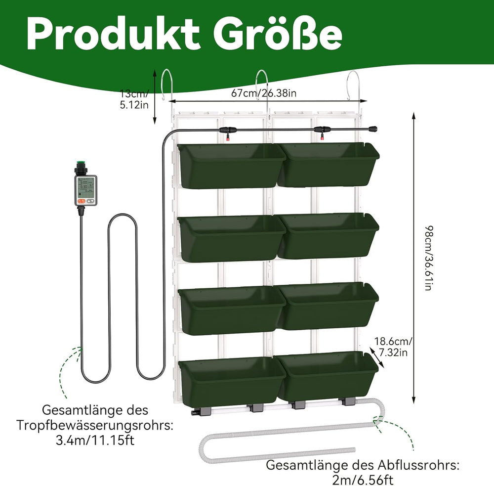 Hängende Vertikale Wand Pflanze, Vertikale Pflanzenwand Balkonbar Pflanzenwand Indoor mit Smart-Timer und Wasserpumpe Blumentopf Wand für Hof Garten Balkon Home Decoration