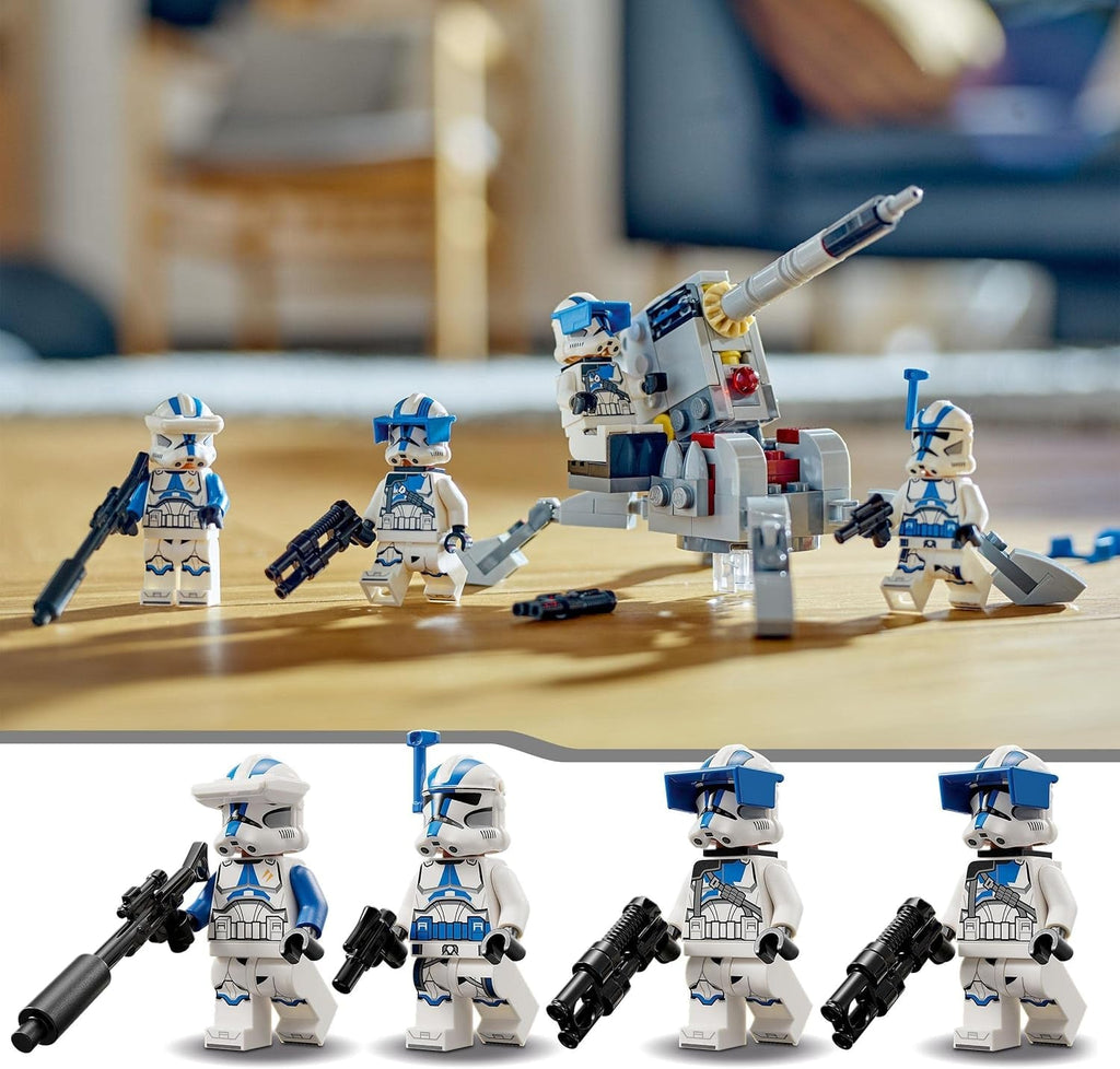 LEGO 75345 Star Wars 501St Clone Troopers Battle Pack Set cu vehicule și 4 figurine, jucărie construibilă cu tun AV-7 anti-vehicul și trăgător cu arc Seturi de constructie Besuche den LEGO-Store