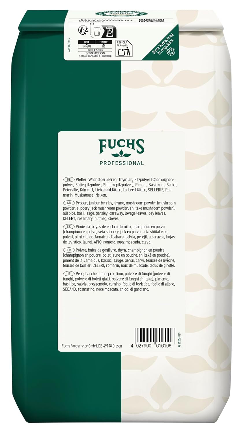 Fuchs Professional - Wildgewürz | Zum Würzen von allerre Wildgerichten und dunklen Saucen | Profi-Qualität für Großverbraucher und Gastronomie | 1 kg im recyclable bag