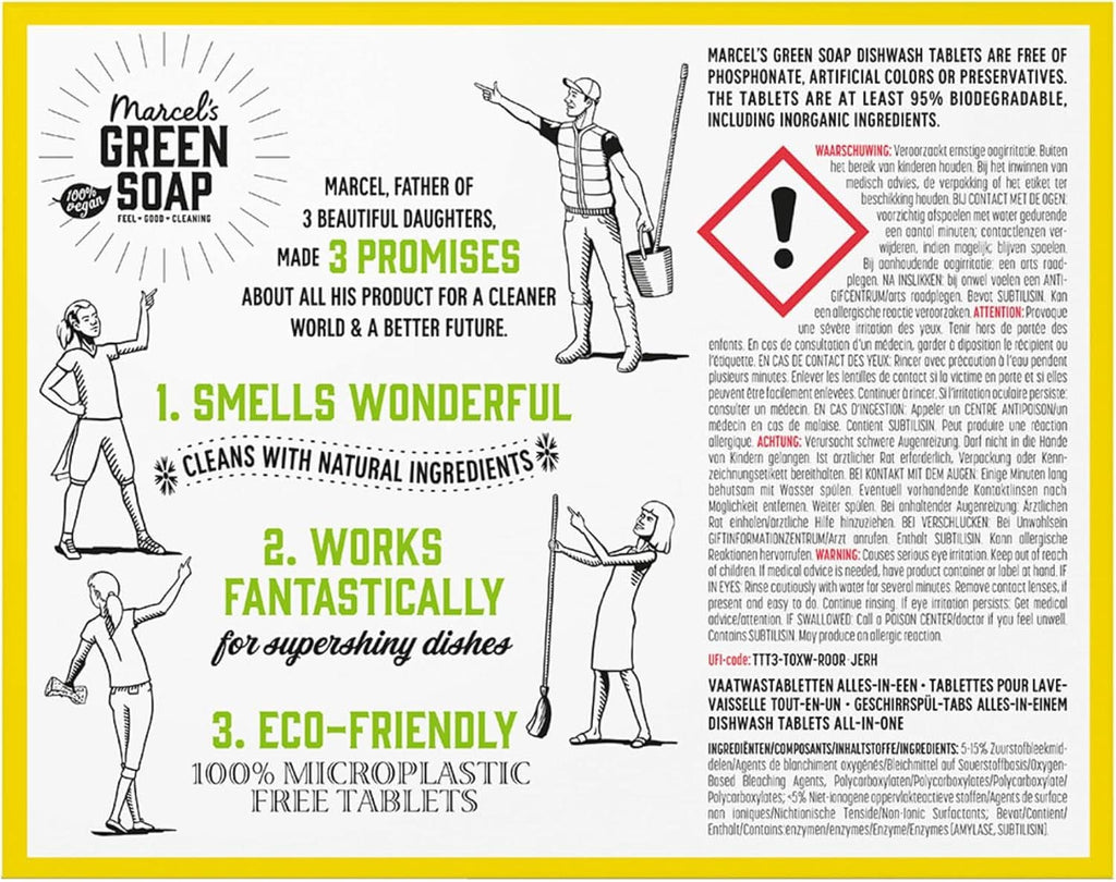 Marcel'S Green Soap Dishwasher Tabs All-In-One - Grapefruit & Lime - 25 bucăți Detergenti Bucatarie Naty Shop