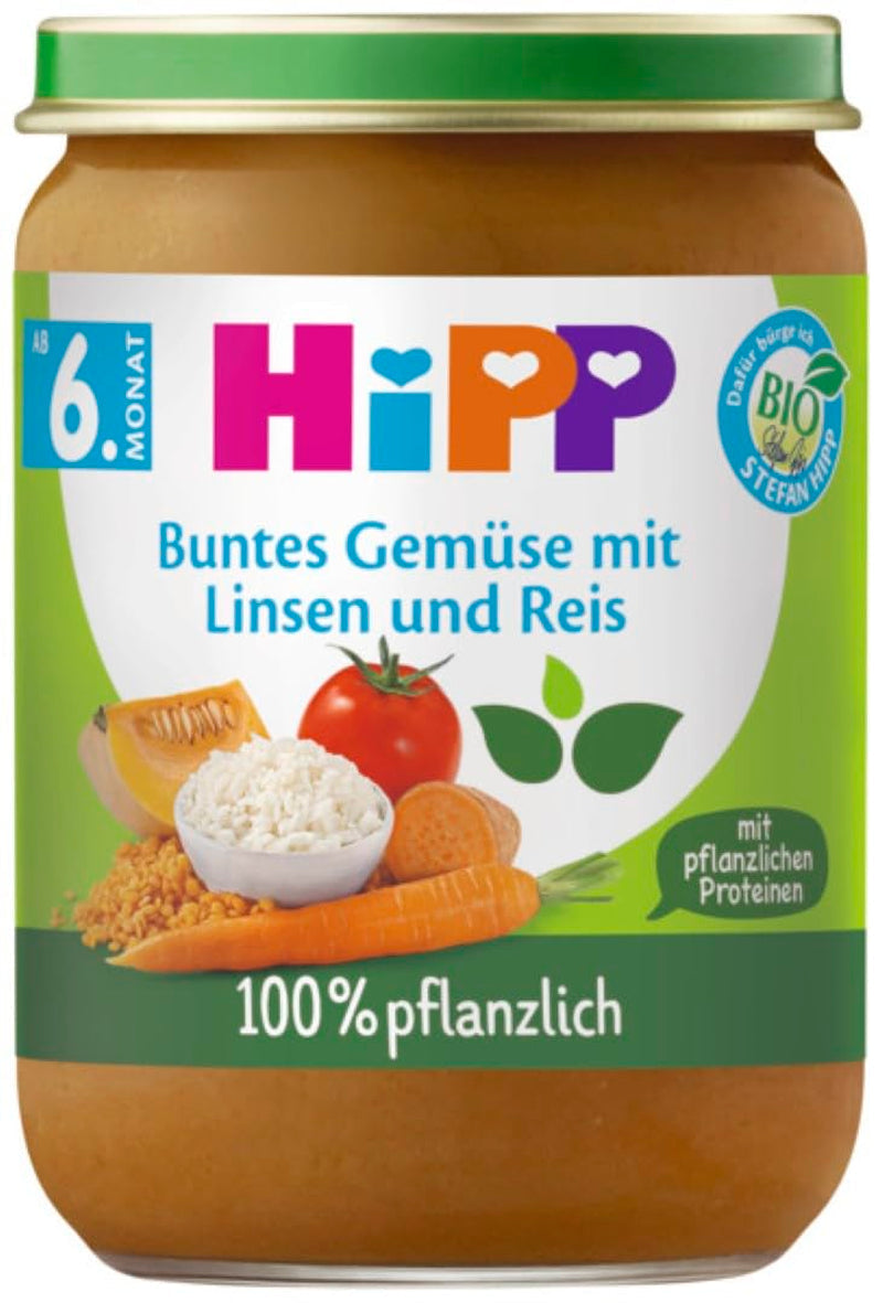 Hipp Organic Colored vegetables with lentils and rice, 190G, 6 packs (6X190G) Mother and Child Naty Shop Default Title