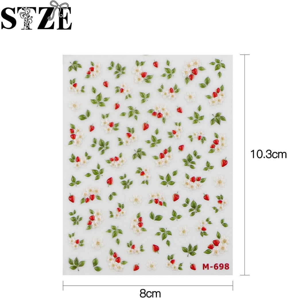 JMEOWIO 3D Nagelsticker Blume Nerdbeerenail Art Sticker Selbstklebend Nagelaufkleber 5D Stereoskopisch Dekoration Nageldesign Zubehör 1 Blatt