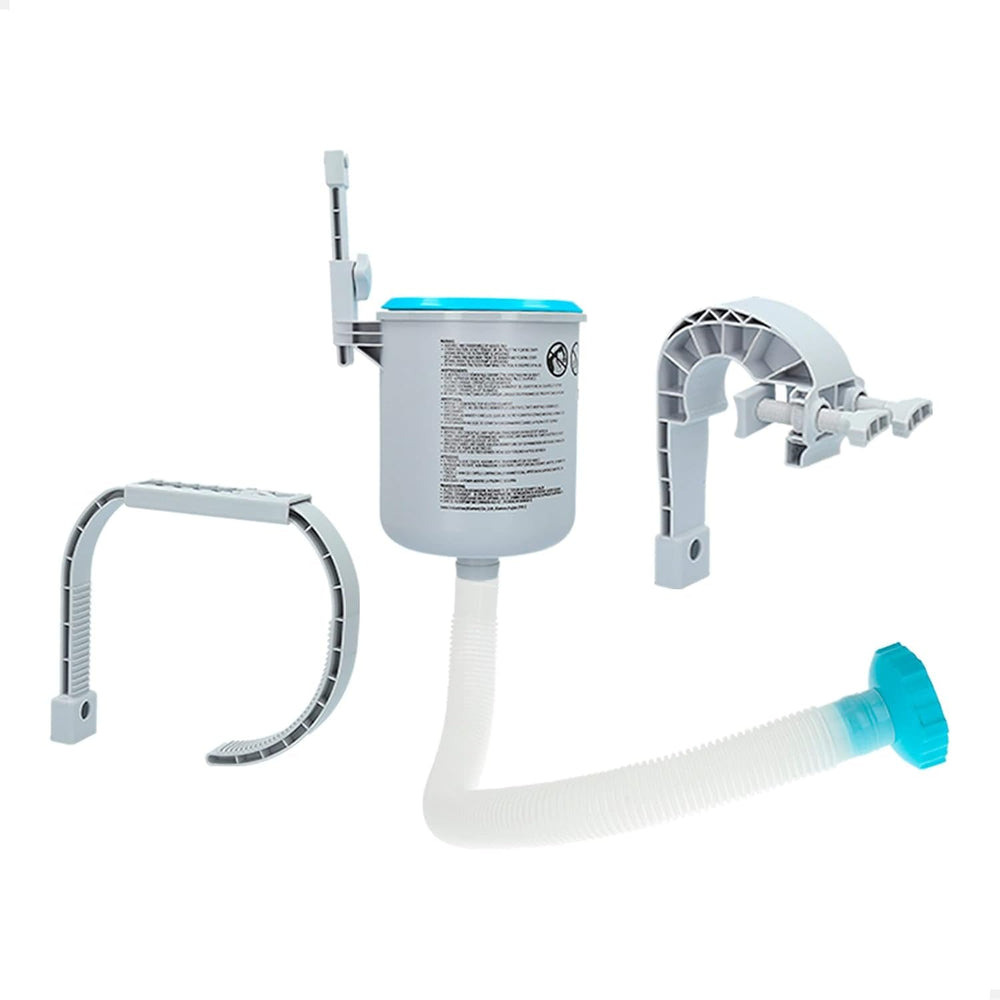 Piscină dreptunghiulară - Piscină supraterană - 300 x 200 x 75 cm, Albastră și Skimmer de suprafață - Skimmer de suprafață Deluxe montat pe perete - Skimmer suspendat, Gri