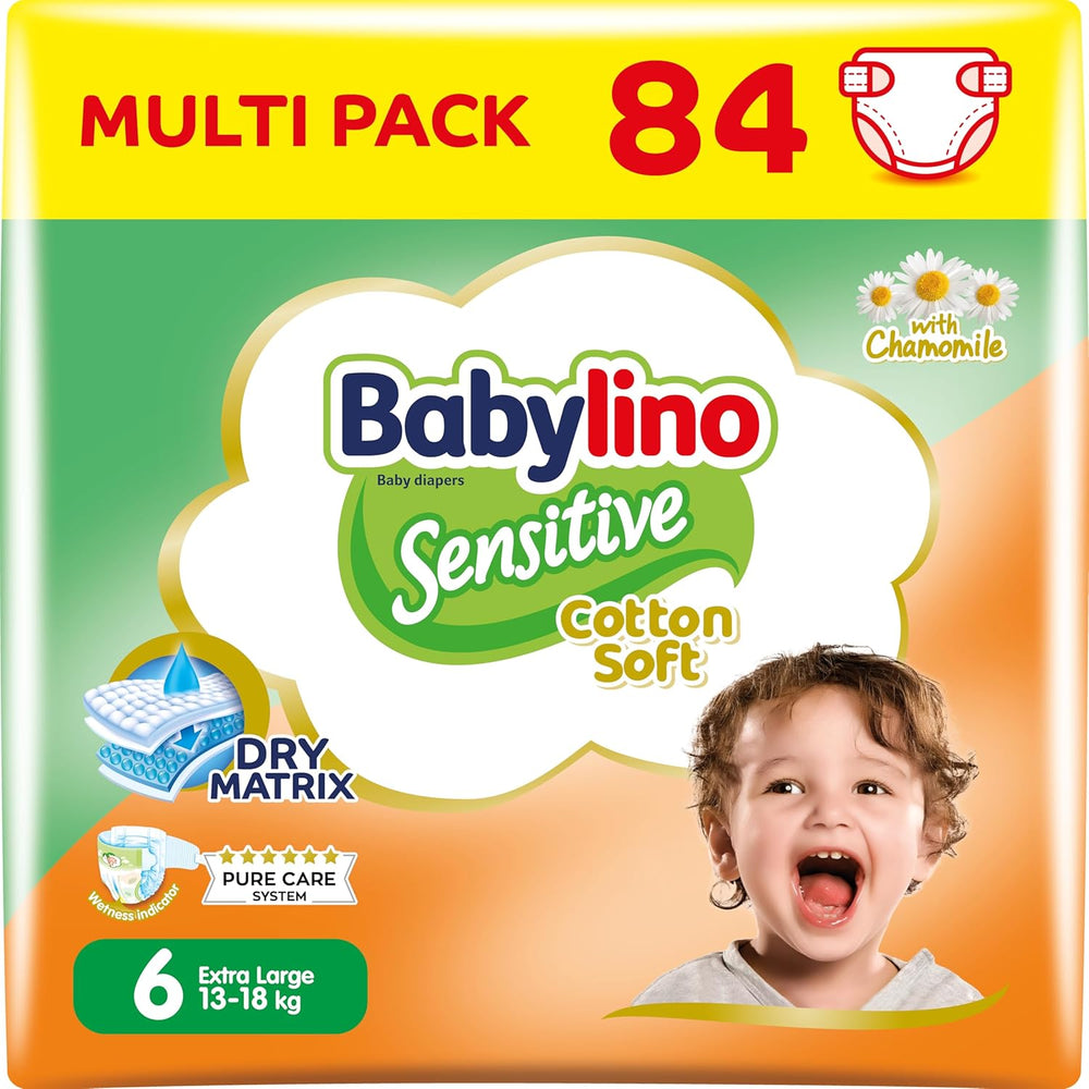 Diapers for sensitive babies, size 6, extra large (13-18 kg), 114 diapers