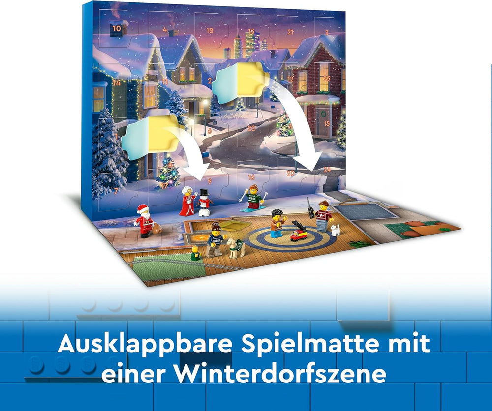LEGO City Advent Calendar 2024, Advent gift for children from 5 years old, 24 surprises, minifigures in Christmas overalls, Santa Claus and Mrs. Santa Claus, Christmas gift 60436 Building sets Besuche den LEGO-Store