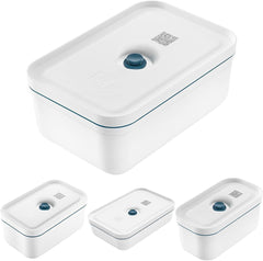 Zwilling Fresh & Save set de 4 cutii de prânz cu vid (mărimea cutiei de prânz S, M, L și L plat), Păstrează alimentele proaspete pentru mai mult timp, Material: Plastic, Culoare: Alb-La Mer Cutii depozitare alimente Naty Shop Titlu implicit