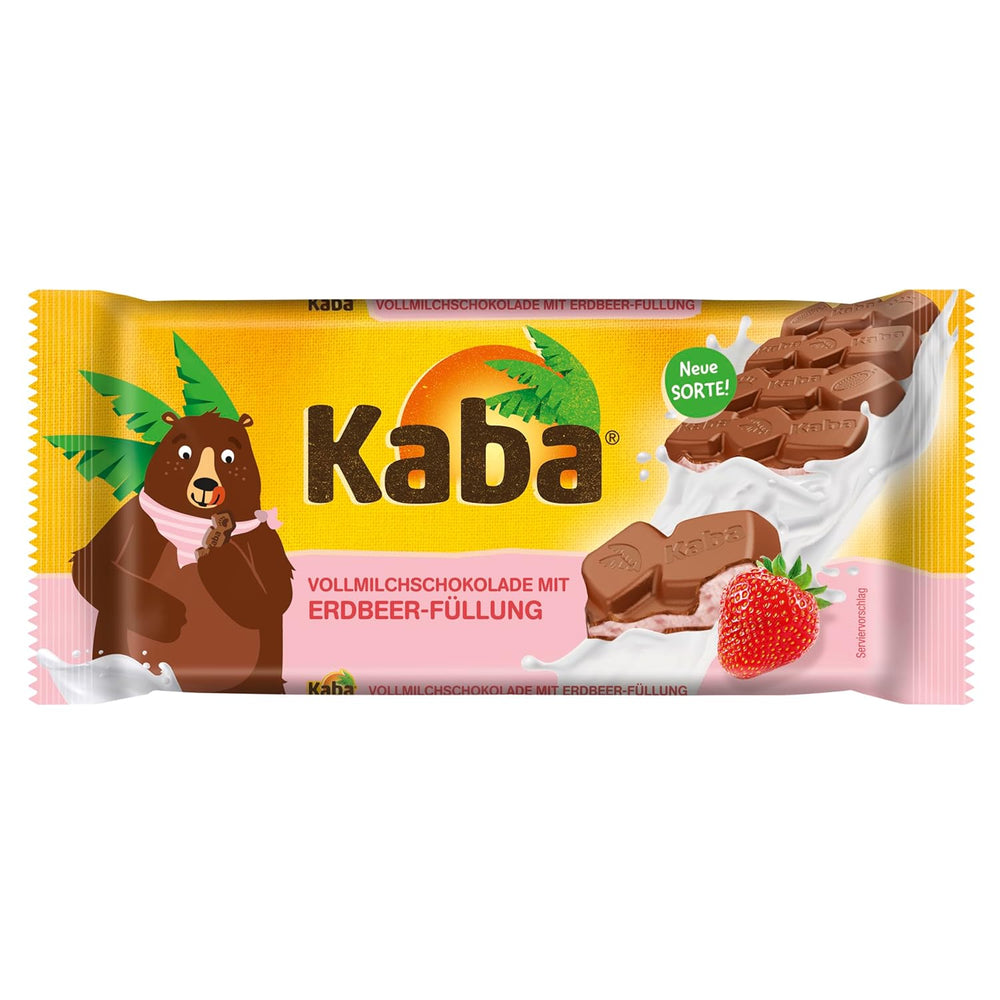 Kaba whole milk and milk cream chocolate, filled chocolate bar, 90g bar, melt-in-your-mouth chocolate with light milk cream and Kaba original flavor