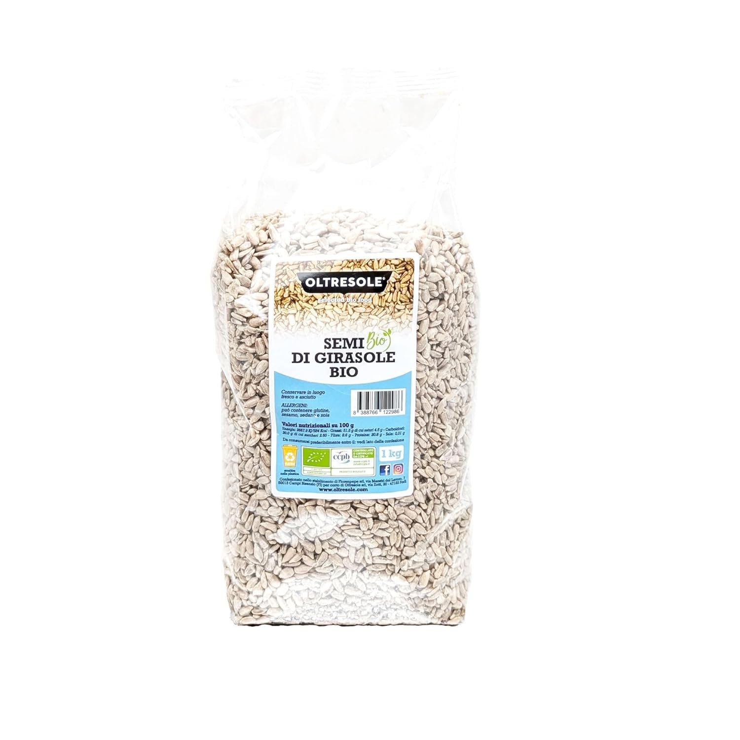 Organic Sunflower Seeds 3kg, raw, shelled, unroasted and unsalted organic sunflower seeds, high in fiber and nutrients, ideal as a snack and for recipes