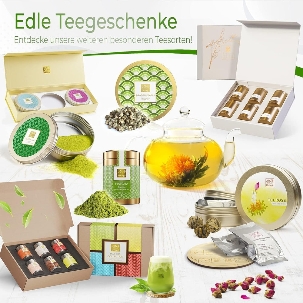 Tea Uniqo - Ceai Matcha roz pudră - Ideal pentru înghețată, latte, shake-uri, coacere sau gătit - Pudră de fructul dragonului Pitaya, 100% natural, fără aditivi, în cutie resigilabilă