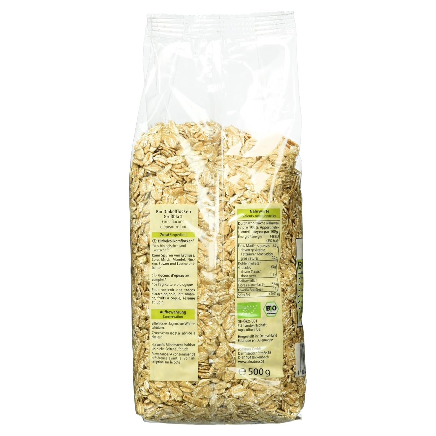 Organic spelled flakes with large flakes, 500g