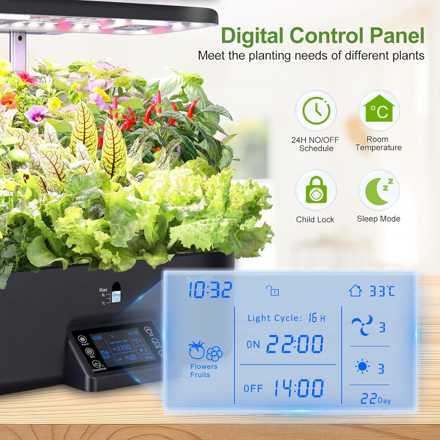 Indoor Hydroponic Grow System with Smart Lighting Schedule Settings, Full Spectrum Grow Light Herb Garden Pots, 17 Capsules, Black