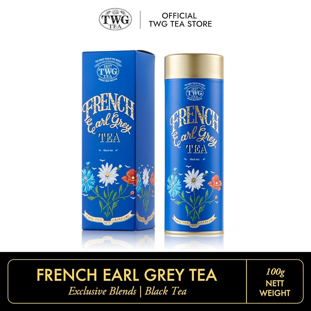 TWG Tea | French Earl Grey | Ceai negru | Bergamotă și flori de albăstrea | Cutie haute couture, 100 g | Set cadou