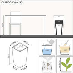 LECHUZA CUBICO Culoare 30 alb 13130, 29,5x29,5x56,5 cm