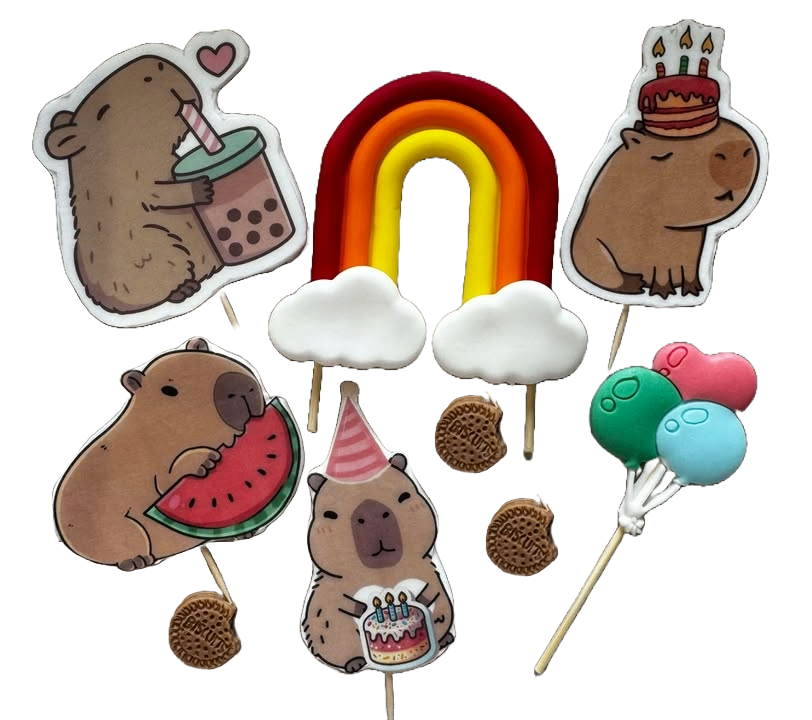Set decoratiuni comestibile, Capybara Decoratiuni din Pasta de Zahar Nati Shop