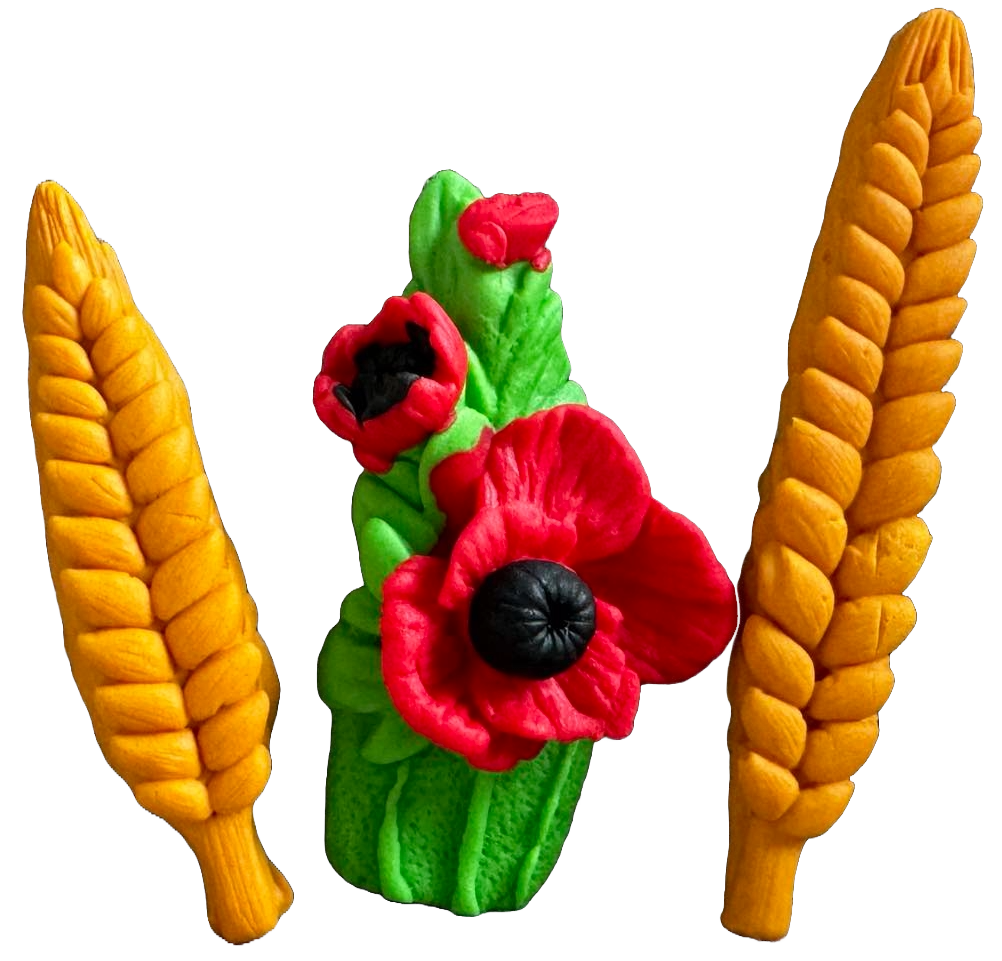 Set 3 decoratiuni comestibile din pasta de zahar, Vara, grâu si maci Decoratiuni din Pasta de Zahar Naty Shop