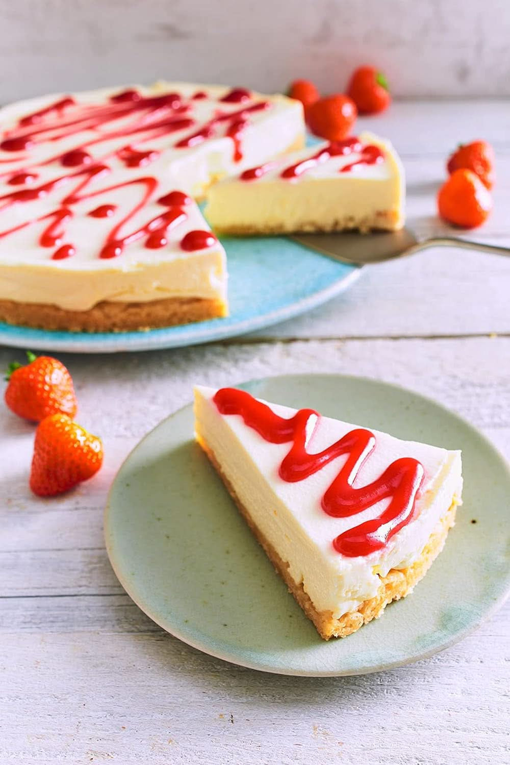 RUF New York Cheesecake Strawberry No Bake, Original American Cheesecake with strawberry sauce, 360 grams Kitchen Naty Shop