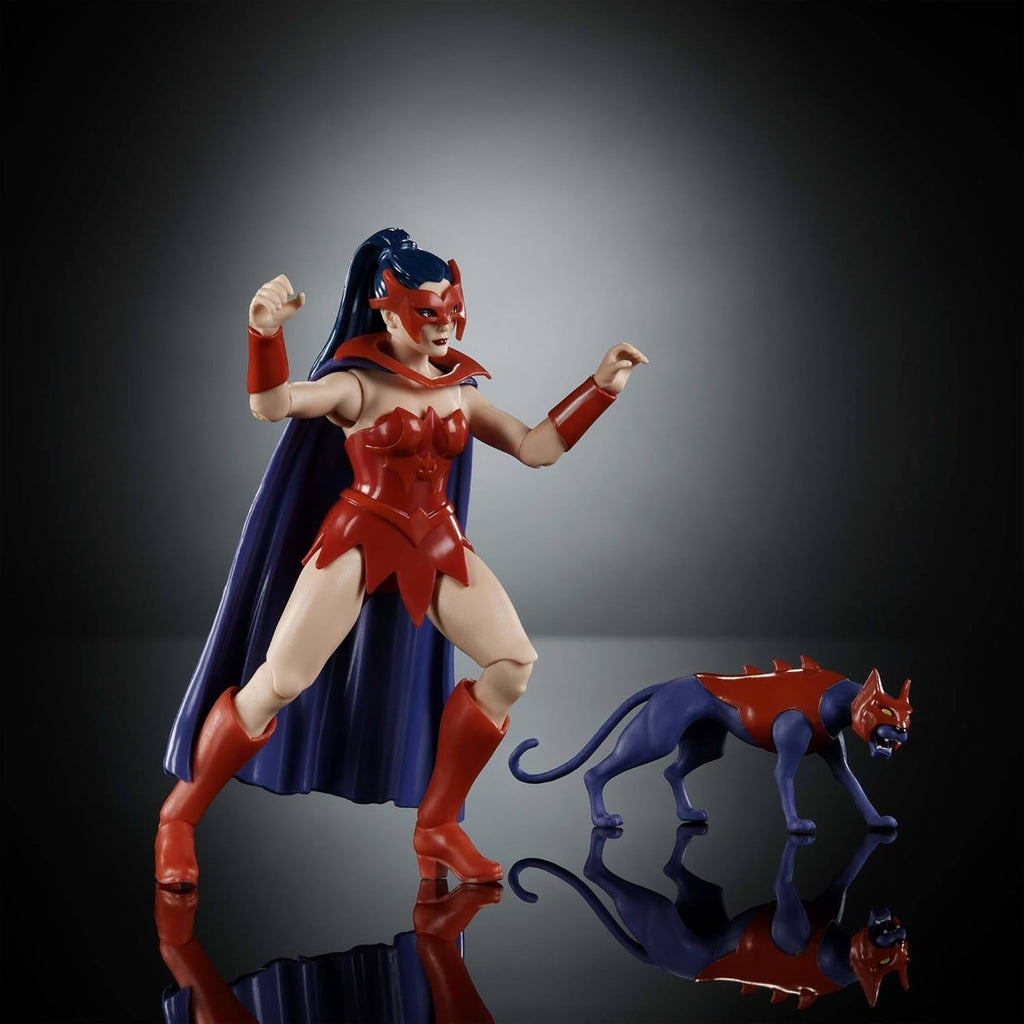 Masters of the Universe Origins Action Figure Catra din colecția de desene animate, aprox. 14 cm înălțime, eroină din serialul TV din anii 1980, prințesa puterii, design detaliat și accesoriu pentru pisică, JBM84 Action figures Naty Shop
