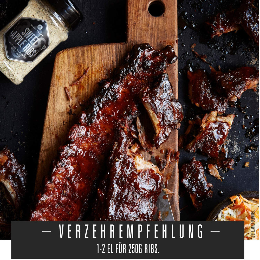 Ankerkraut Sweet Apple Ribs, fruchtige BBQ-Rub Gewürzmischung zum Grillen von Spare-Ribs und Schwein, 240g im Streuer