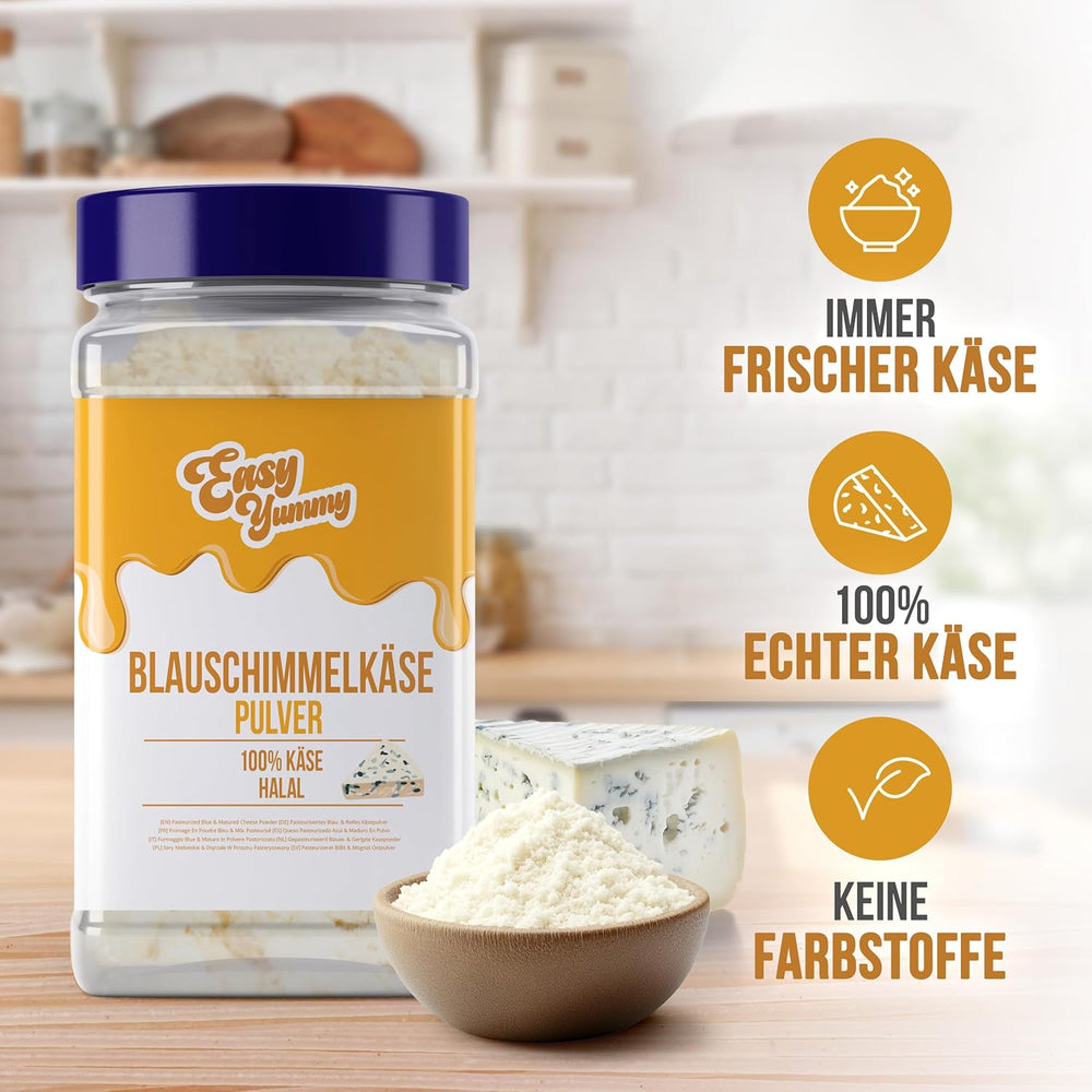 EASY YUMMY - Käsepulver 300g | Instant Käsegeschmack für Mahlzeiten & Snacks | Immer Bereit, Keine Kühlung Nötig | Aus 100% Real Cheese | Ideal als Popcorn-Topping