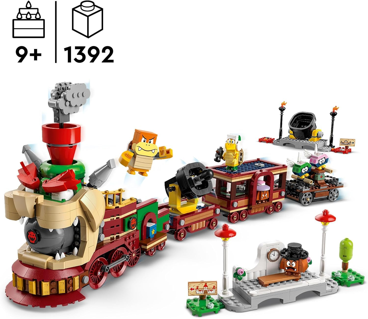 LEGO Super Mario Express Bowser Train Kids Adventure Playset with Hammer Brother 2 Gumbas and 2 Parapunctures Nintendo Gift for Boys Girls Gamers 71437 Building Sets Besuche den LEGO-Store