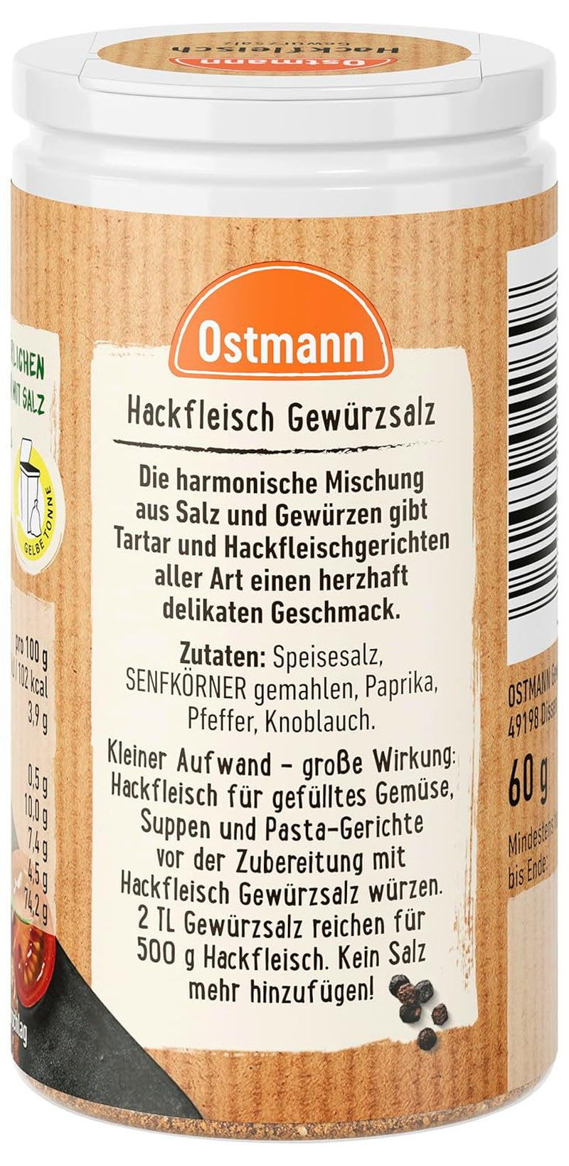 Ostmann Gewürze - Hackfleisch Gewürzsalz | Gewürz für Hackfleisch, Buletten oder Cevapcici | 60 g in Streudose