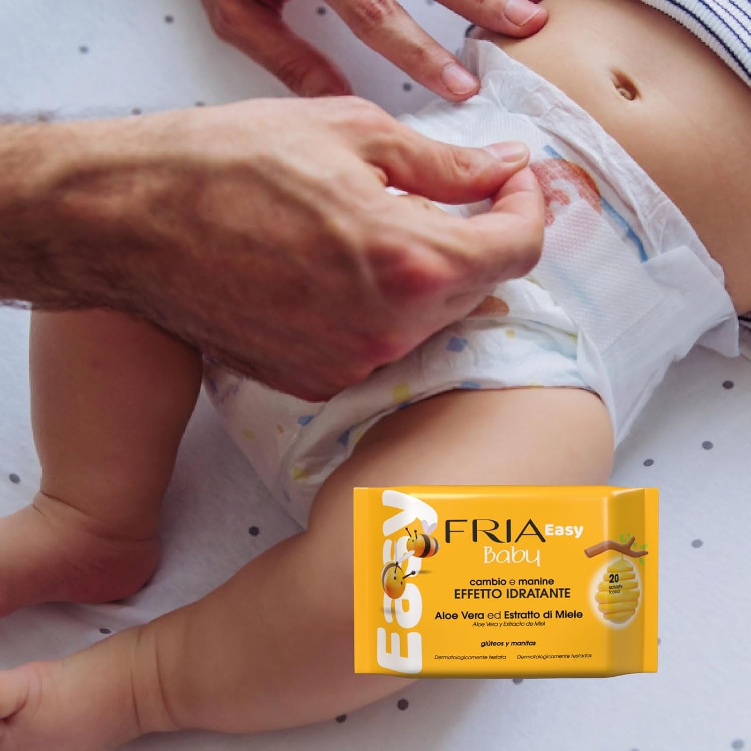 Easy Baby Wet Wipes with Aloe Vera and Honey Extract Skin Moisturizing, Dermatologically Tested, Pack of 20 Wipes