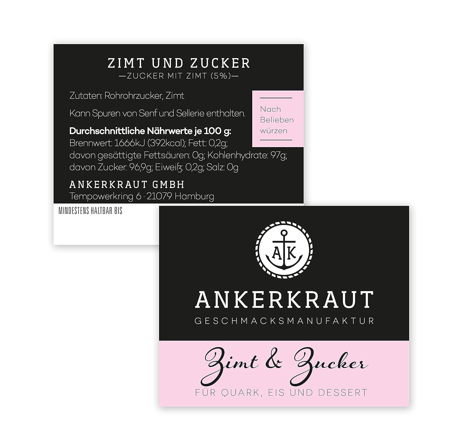 Ankerkraut Zimt & Zucker, 100g in cork glass