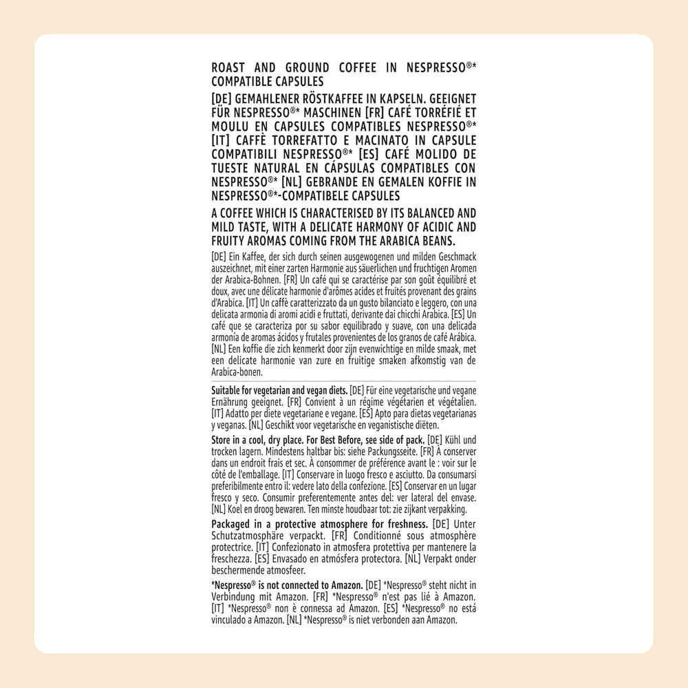 by Amazon Lungo Kaffee-Kunststoffkapseln, Nespresso-kompatibel, 20 Stück, Packung mit 1 – Rainforest Alliance-zertifiziert