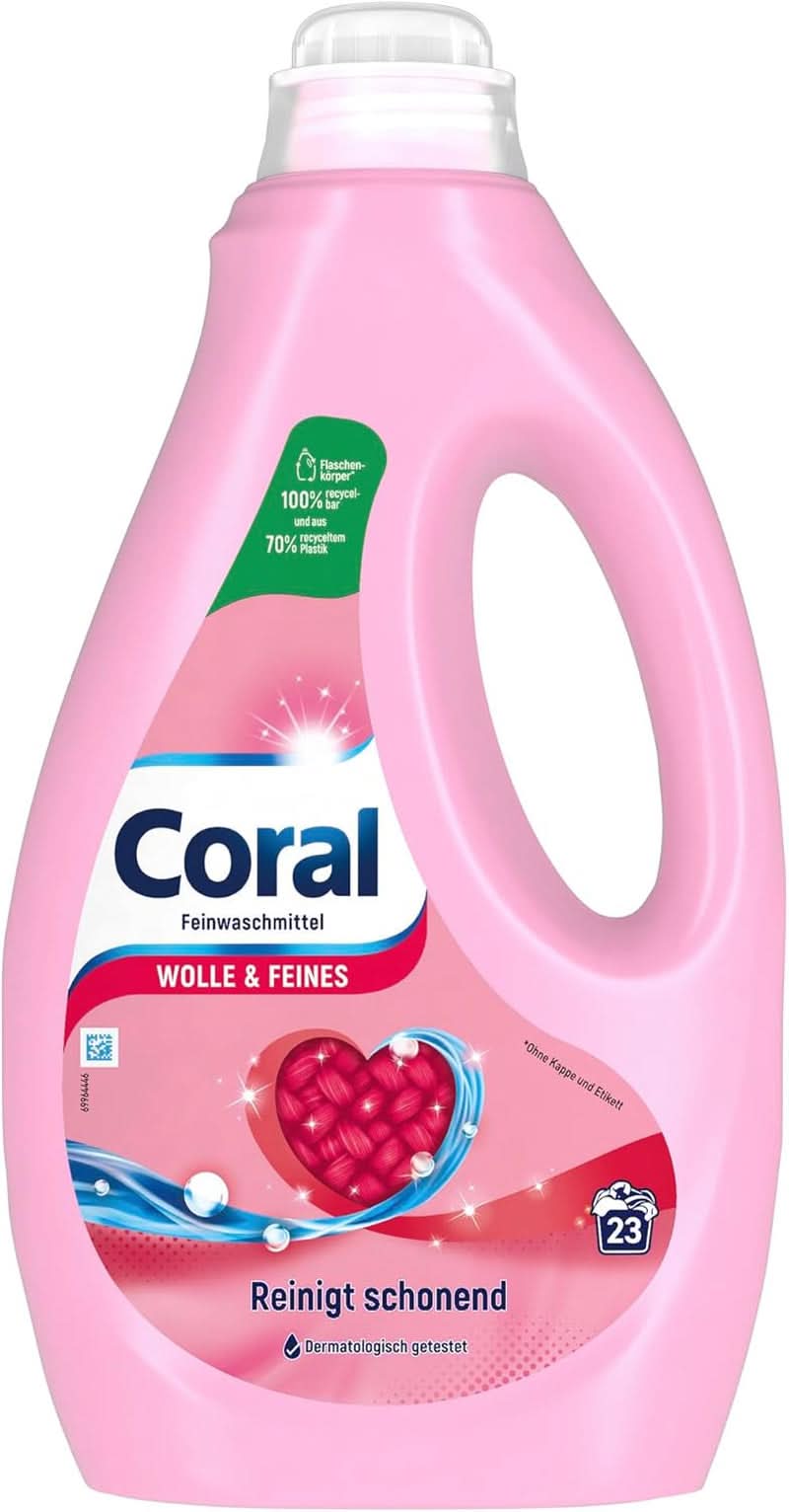 Coral delicate liquid detergent for wool and delicate laundry, 23 washes, 1.15 liters Laundry Detergents Naty Shop 1.15 liters