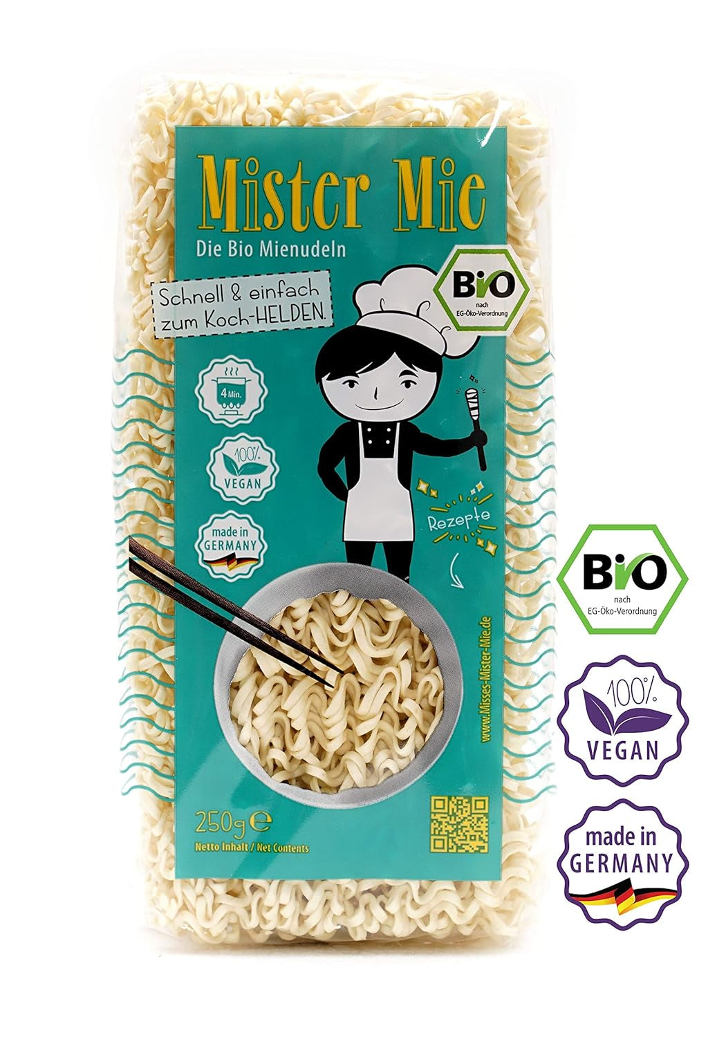 1 x 250g Mister Mie BIO Noodles Vegan Mienudeln DE-ÖKO-003 Asian Noodles made in DE