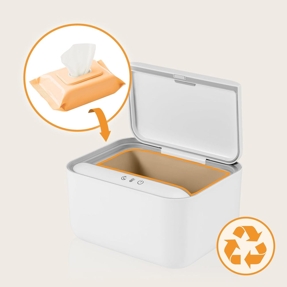 Lionelo BABYBLISS 20W Warmer for wet wipes and small towels, 20W for babies, built-in night light, 3 heat settings, touch panel, keeps the wipes moist