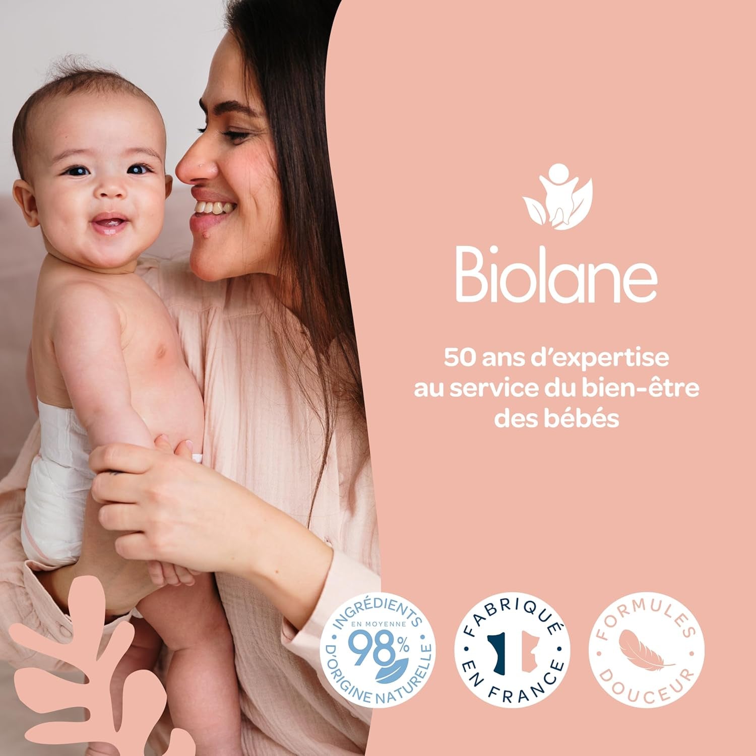 BIOLANE 12 Wet Maxi-Squares Pads - Babies - 100% Organic - 720 Cotton - for sensitive skin - Changing and Toiletry - from birth - made in France