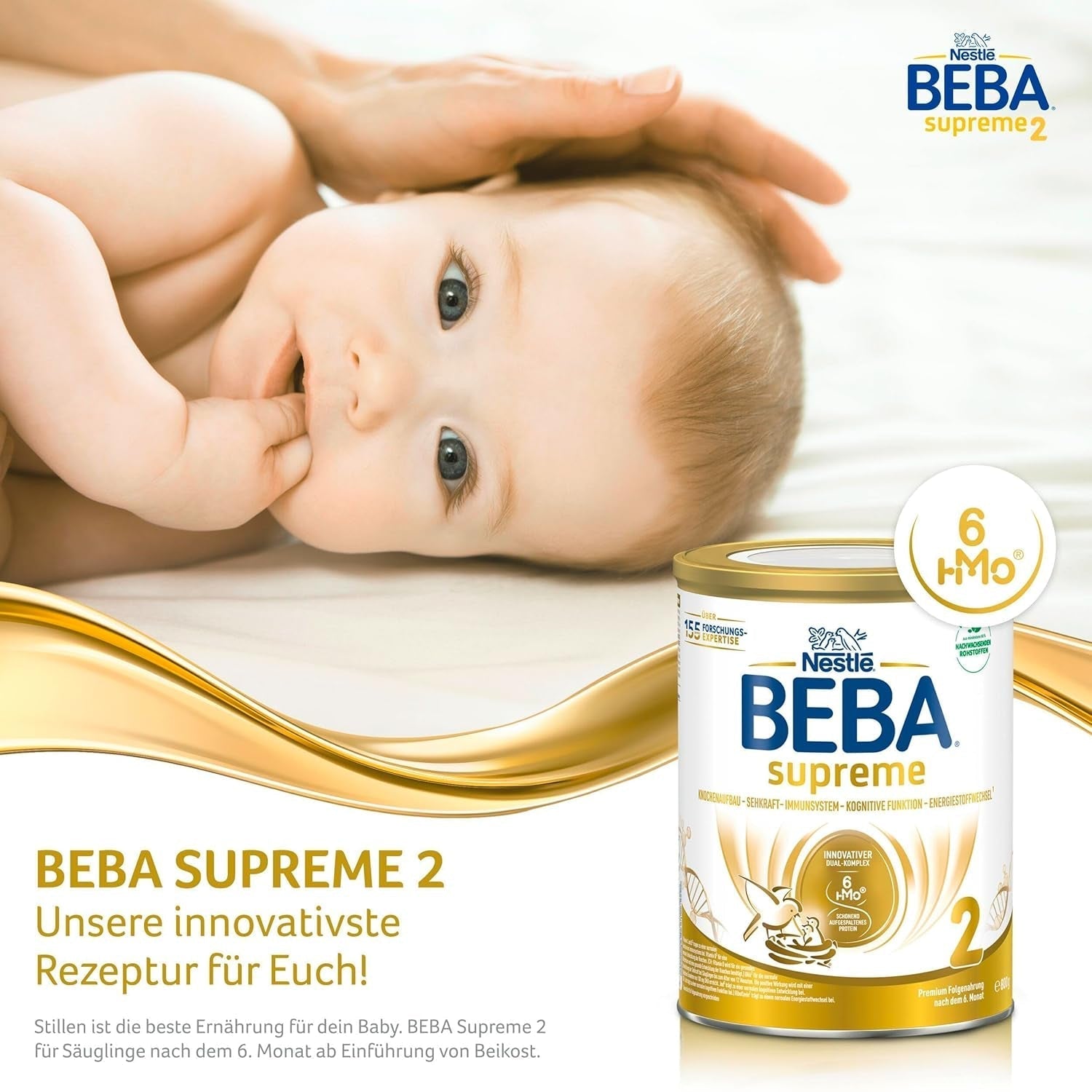 BEBA SUPREME 2 Follow-on milk after 6 months, lactose only, palm oil free, pack of 6 (6 x 800g) Naty Shop