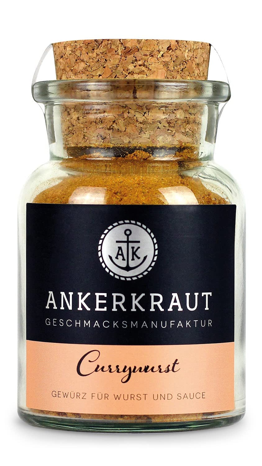 Ankerkraut Currywurst, 90g in cork glass, Gewürzmischung zum Anmischen selbstgemachter Currywurst-Sauce oder als Topping