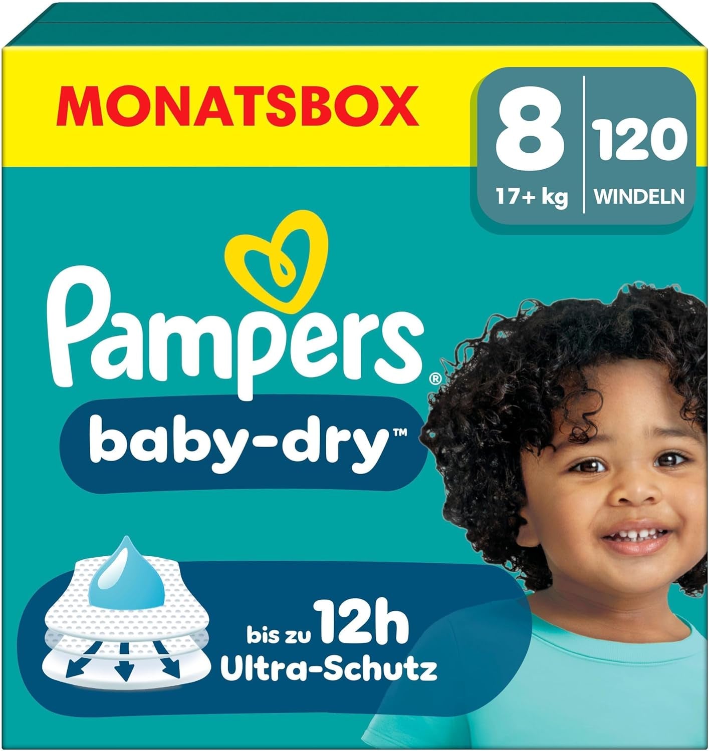 Pampers Baby-Dry Diapers Size 5, 174 Diapers, 11kg - 16kg, Up to 100% Leakage Protection and All Night Comfort