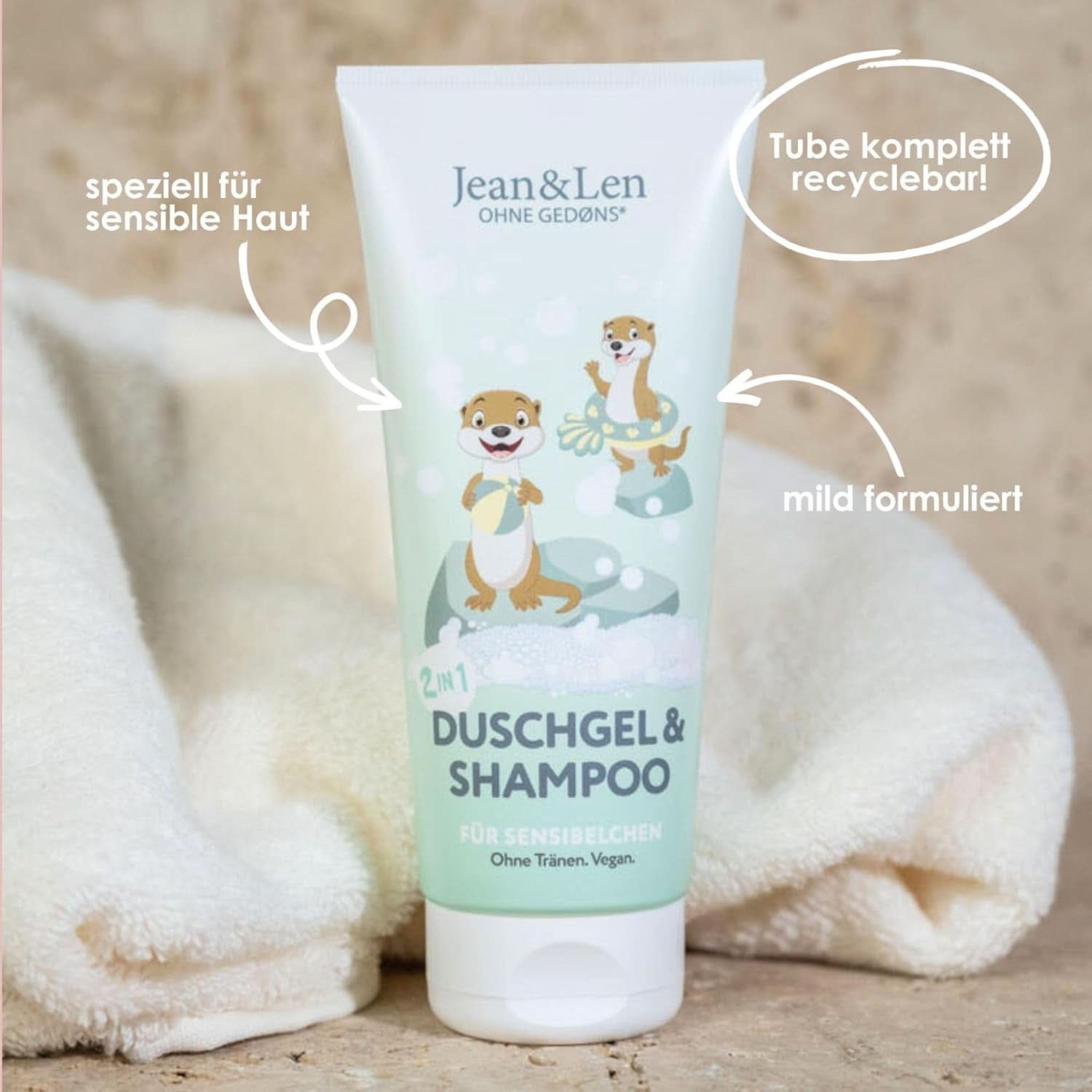 Jean & Len 2 in1, Shower gel and shampoo for sensitive children, 200 ml Shower and bath Naty Shop