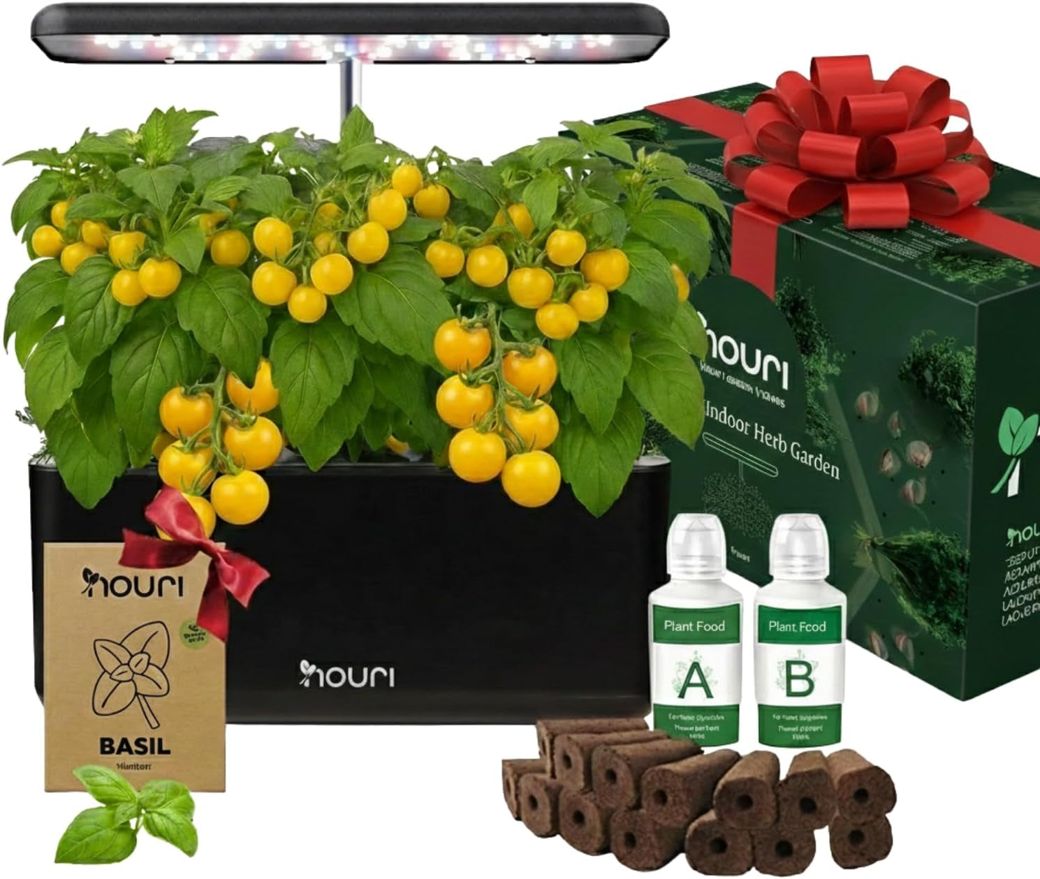 New 7 Bridge + Heirloom Basil | Smart Garden for Home Cooks | Hydroponic growing system | LED Grow Lights | Indoor Herb Gardening Kit for Plant Lovers and Gardeners, White