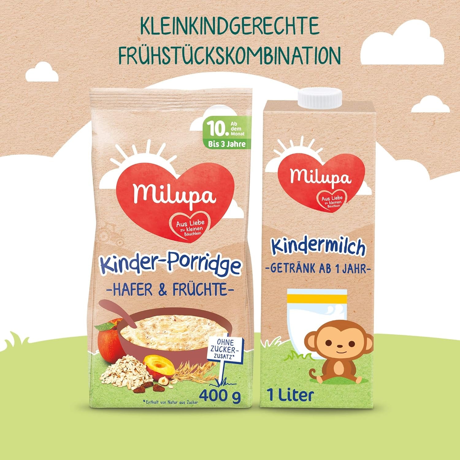 Milupa Baby Porridge - Oat and Fruit Porridge 10 Months to 3 Years Baby Food 1 x 400g (Pack of 2)