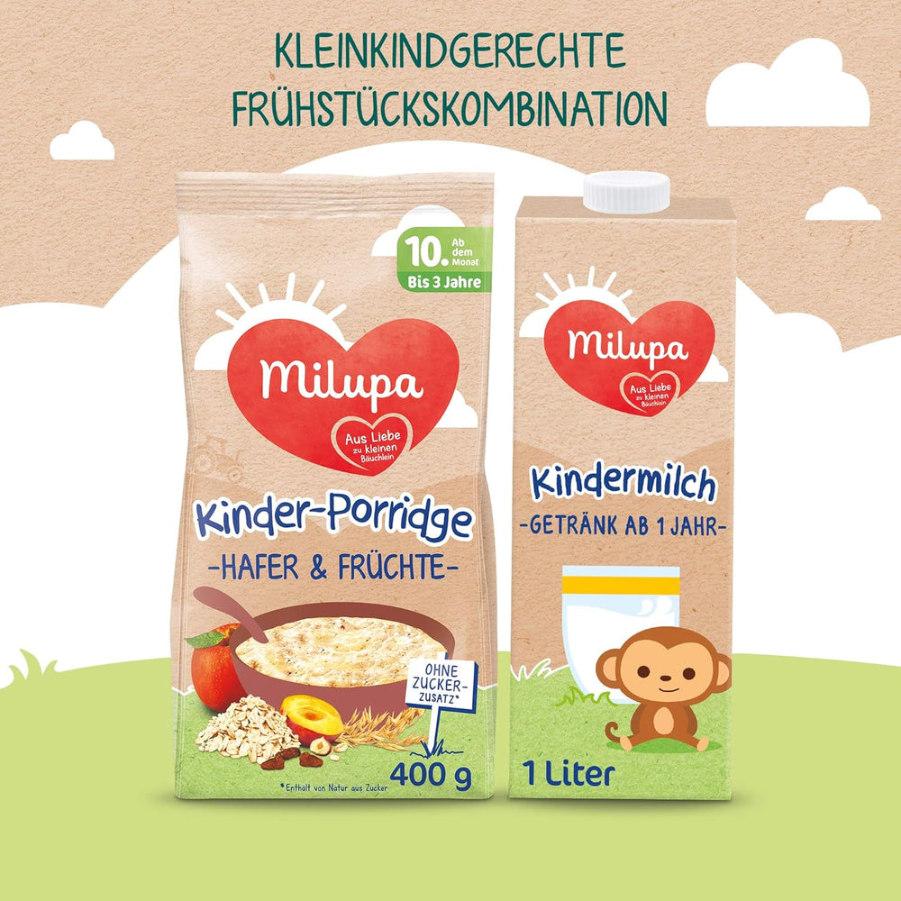 Milupa Baby Porridge - Oat and Fruit Porridge 10 Months to 3 Years Baby Food 1 x 400g (Pack of 2)