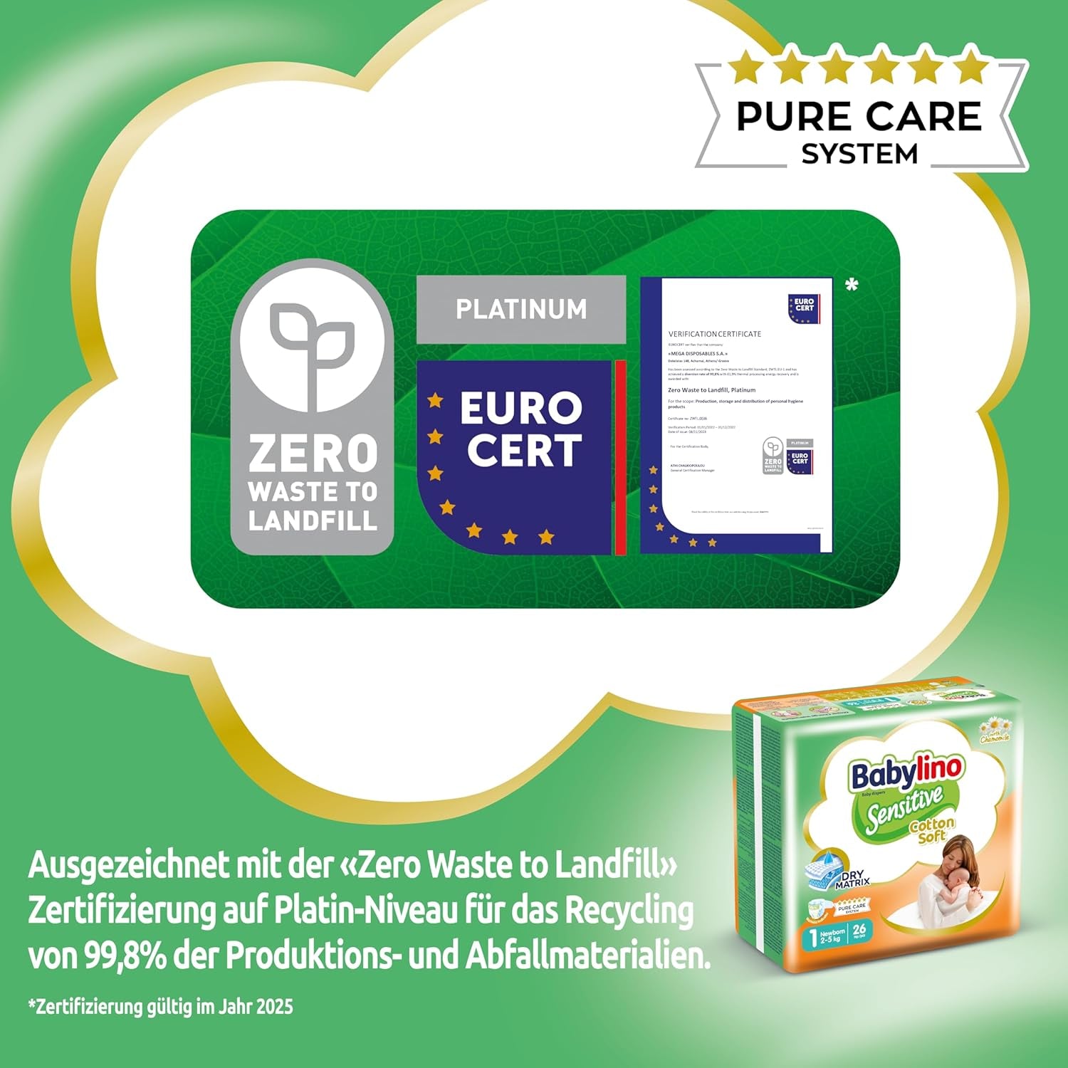 Sensitive baby diapers, size 1, newborn (2-5 kg), 26 pieces