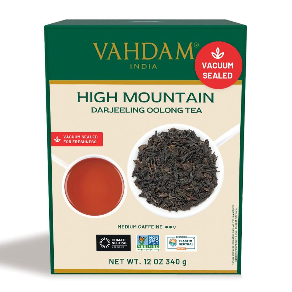 VAHDAM, ceai Oolong de munte (100 g) Cules manual în plantațiile de altitudine din Darjeeling | Frunze de ceai Oolong 100% naturale | Direct de la sursă din India | Se prepară ca ceai fierbinte/rece