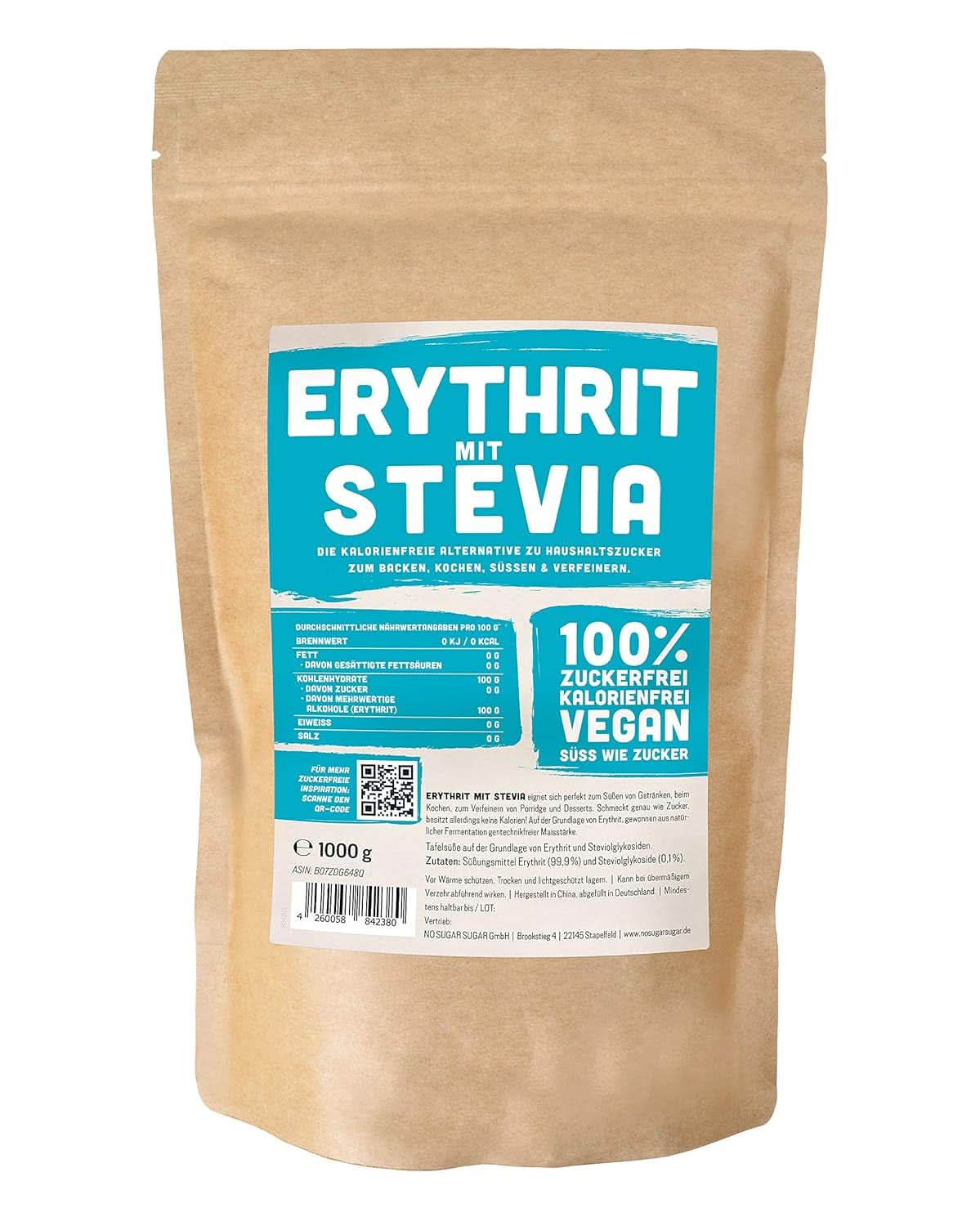 Erythritol + Stevia Natural sugar substitute without calories 1:1, 1 Kg Sweeteners Naty Shop